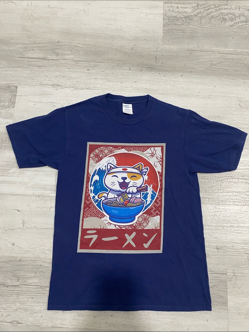 Blue Cat Ramen Graphic T-Shirt - Navy